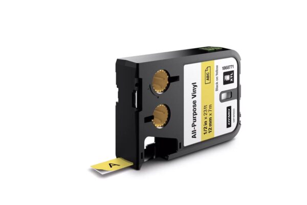 Original Dymo XTL All-Purpose Vinyl Labels, 12mm - black/yellow - Image 1