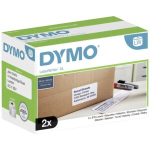 Rolls of 575 shipping/name labels Dymo LabelWriter 59x102mm - pack of 2 rolls - white
